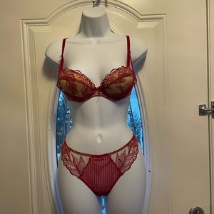 Aubade Fleur de Tattoo half cup underwire bra and pantie set